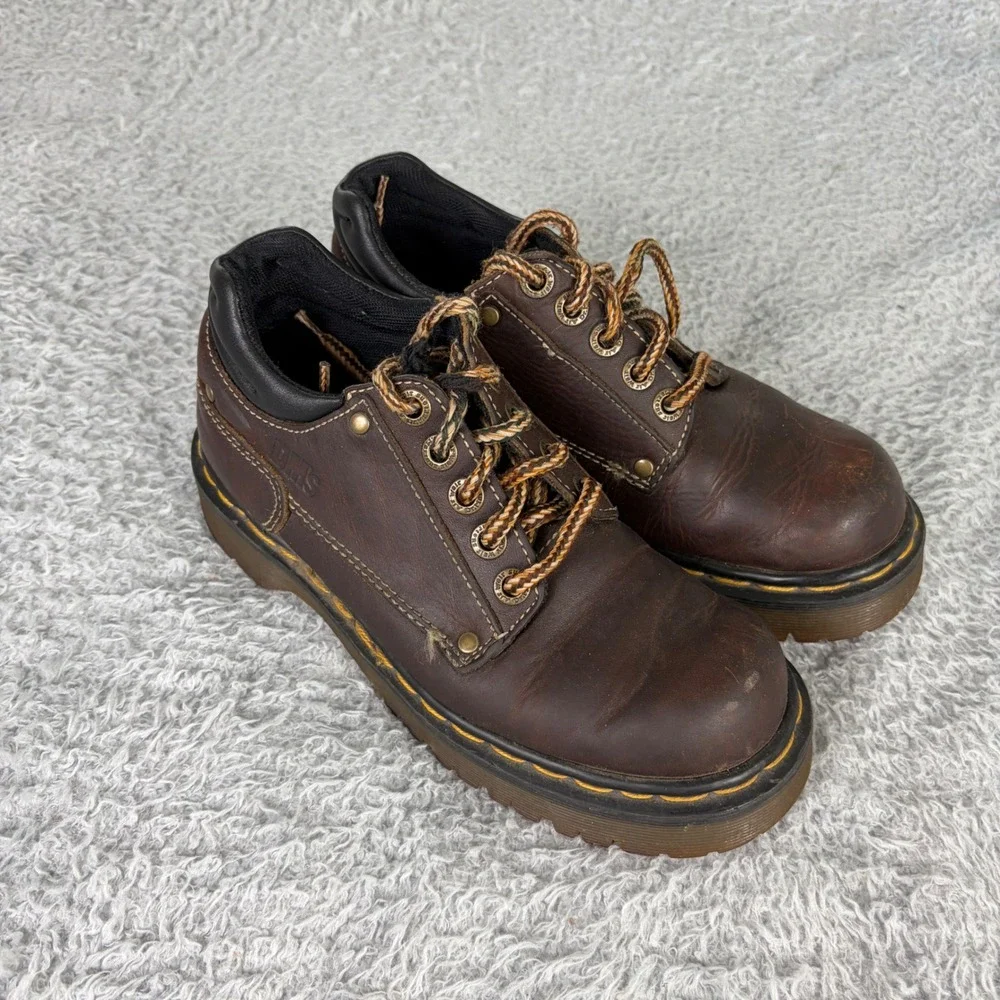 Dr. Martens 9826 Brown Leather Low Work Boots Made in England Vintage UK 4 US 6